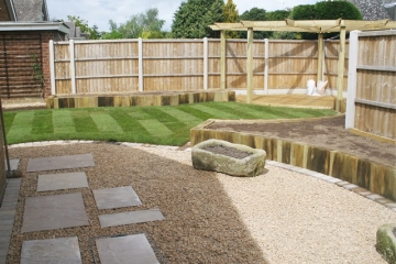 Feature gravel area for pot display